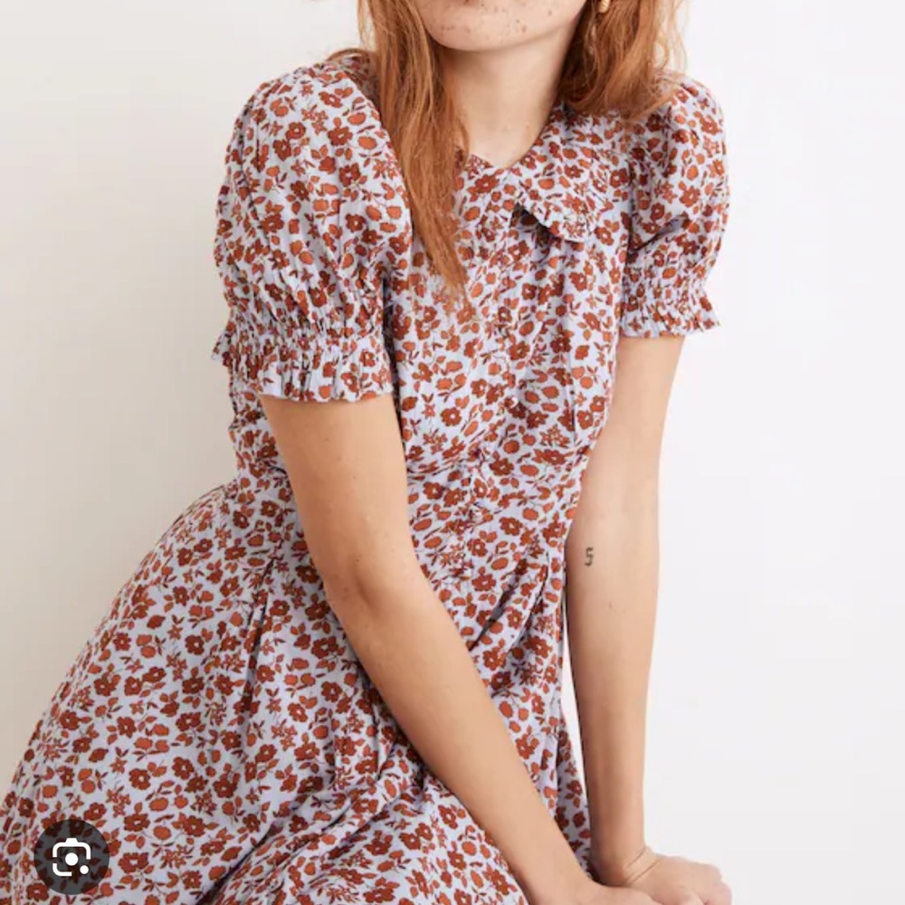 Madewell Collared Puff-Sleeve Mini Dress in Piccola Floral Size 0